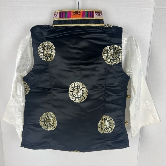 🩷 Kids, Tibetan traditional brocade top, Losar - black/white. Size: 1. - Picture 2 of 9